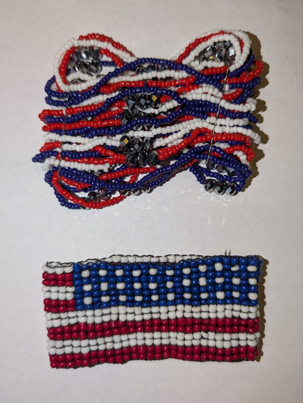 Red White Blue Beaded Bracelet Set